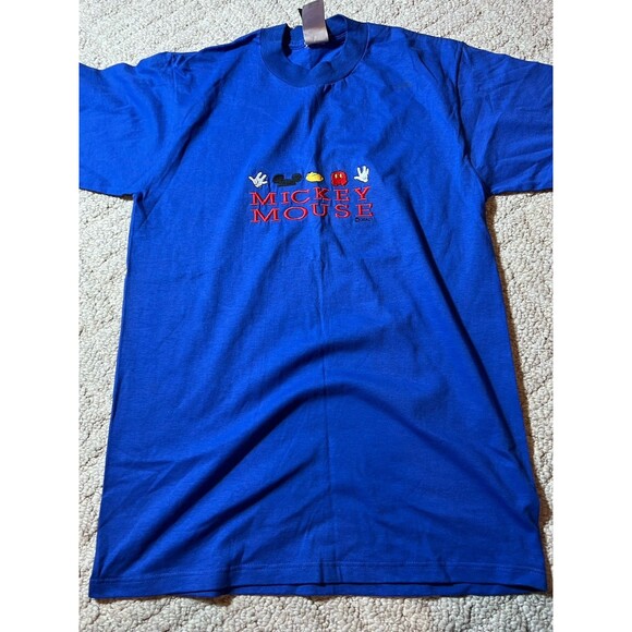Vintage Mickey Mouse Embroidered T Shirt Size M Logo Spellout Mickey Unlimited - Picture 1 of 10